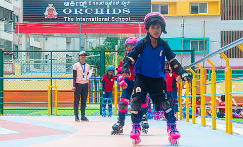 Orchids Students Practicing Skating in the Skating Rink
